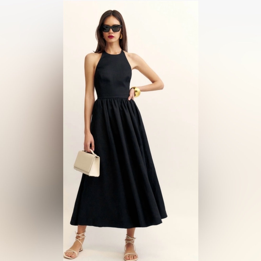 Reformation Percy Linen Midi Dress Size 8